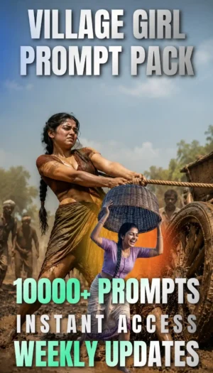 Village Girl Prompt Pack, Instant download. Gemini AI image prompts by Ethical Founder.